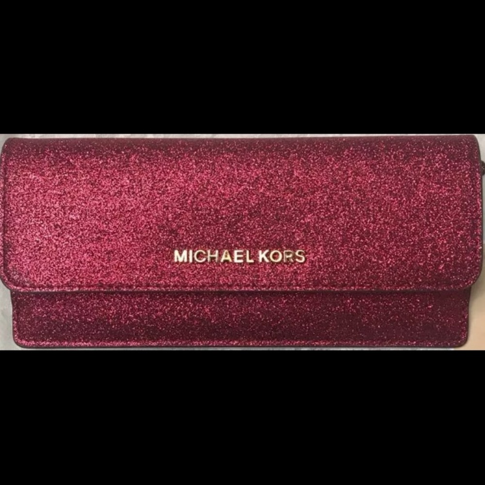 Michae Kors red glitter wallet